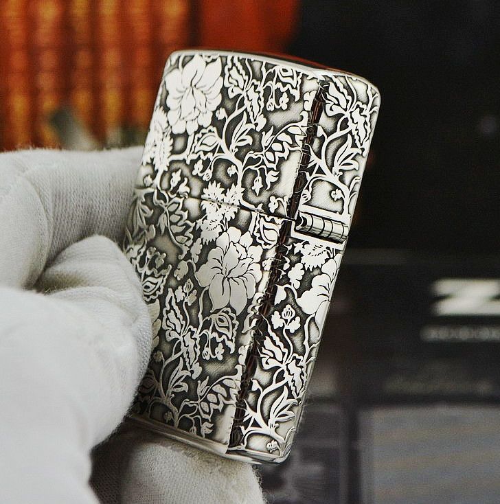 zippo hoa mẫu đơn bạc 2