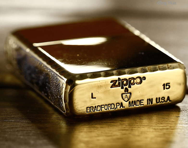 Zippo áo giáp vàng giới hạn rồng lượn sóng viền hông 1