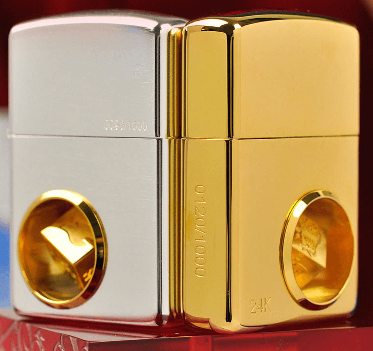 bat lua Zippo mạ vàng 24k