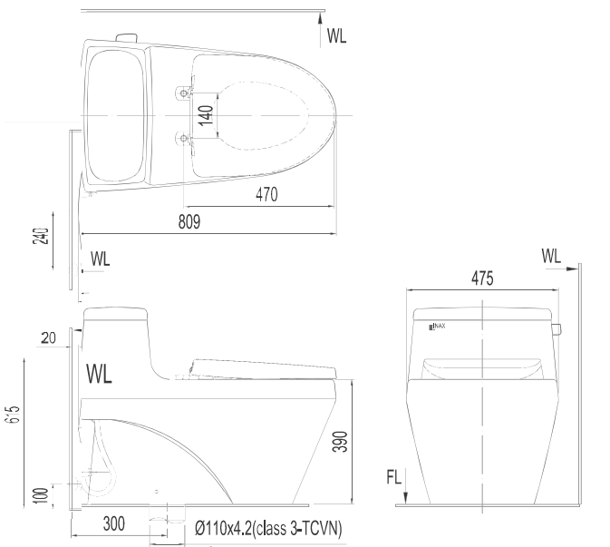 Bàn cầu một khối AC-1135VN