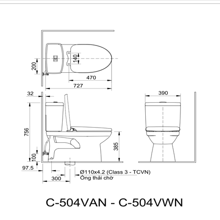Bồn cầu hai khối inax C-504VAN