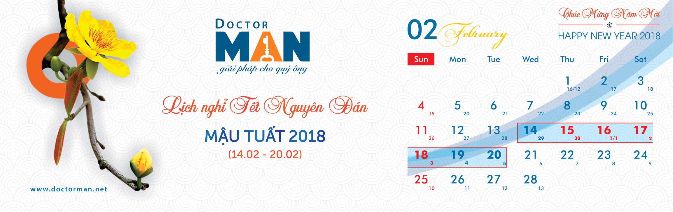 Lịch nghỉ Tết Nguyên Đán Mậu Tuất 2018