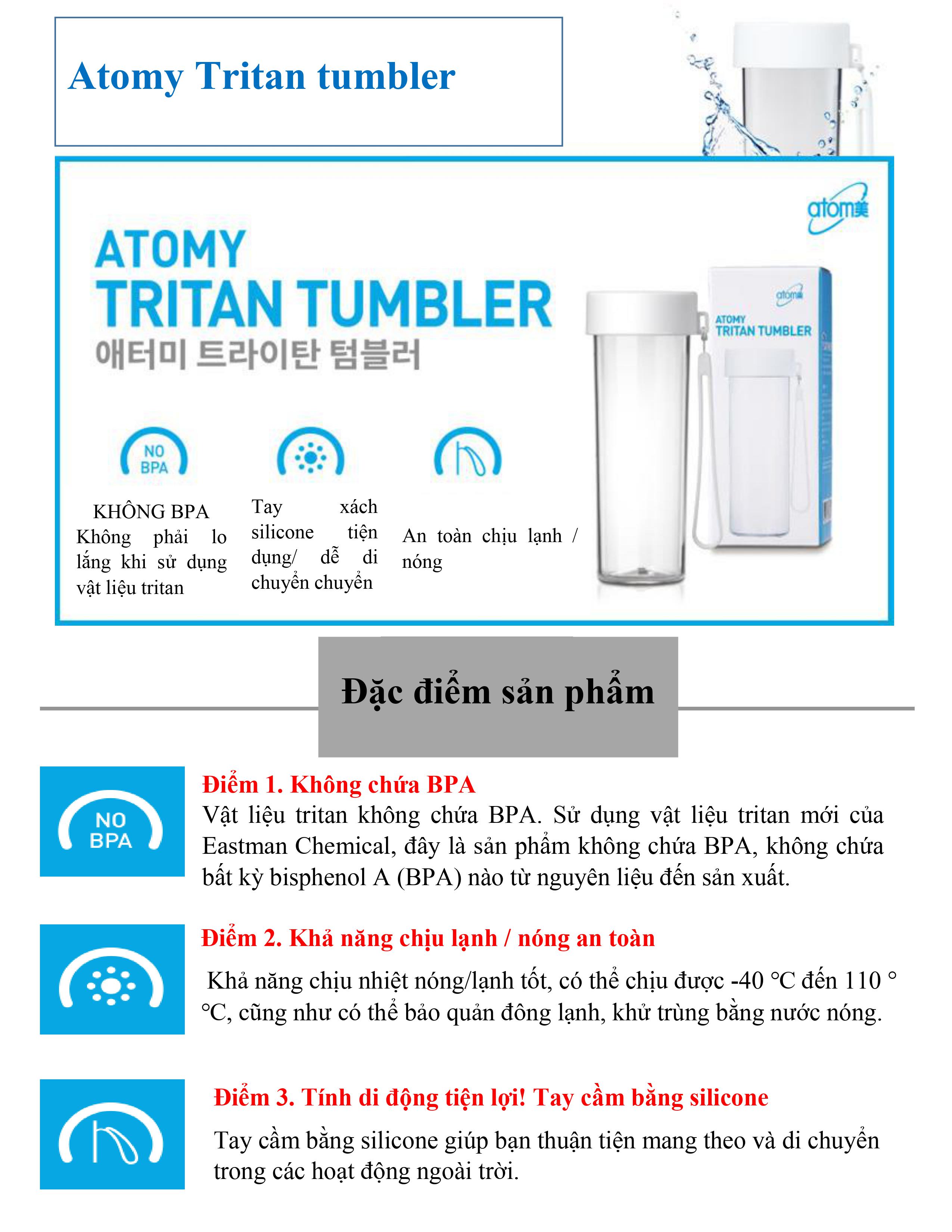 Bình nước Atomy bằng nhựa Tritan - Atomy Tritan Tumbler