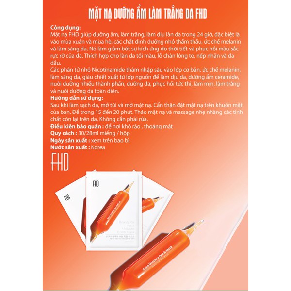 Mặt nạ làm trắng da - FHD Aqua Moisture Bomb Mask