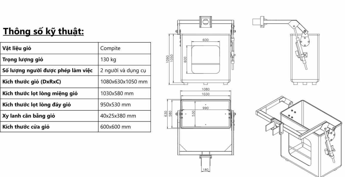 Chi tiết xe tải cẩu gắn giỏ nâng người phục vụ thi công trên cao