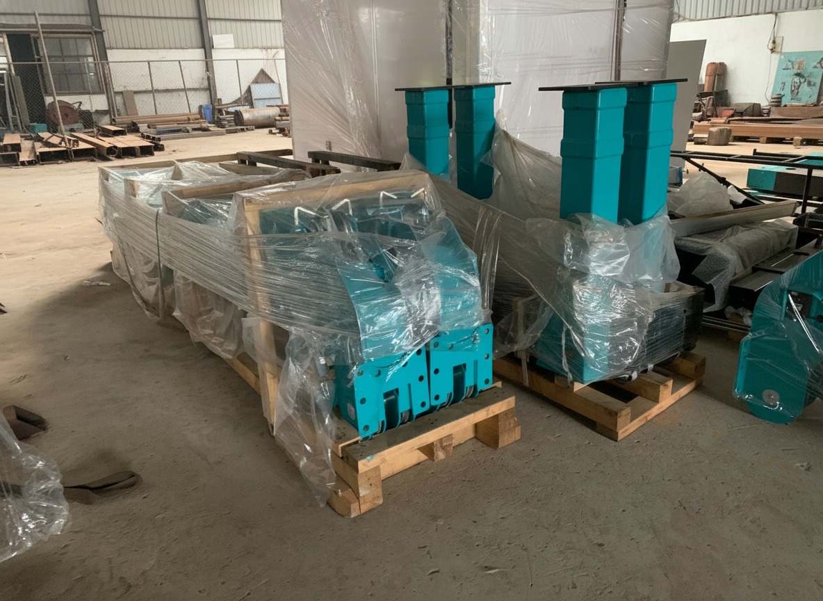 Cận cảnh cẩu 8 tấn Hyundai HLC-8016 với 6 đốt cần, tầm với 19.8m, đang vươn cần tại công trường.