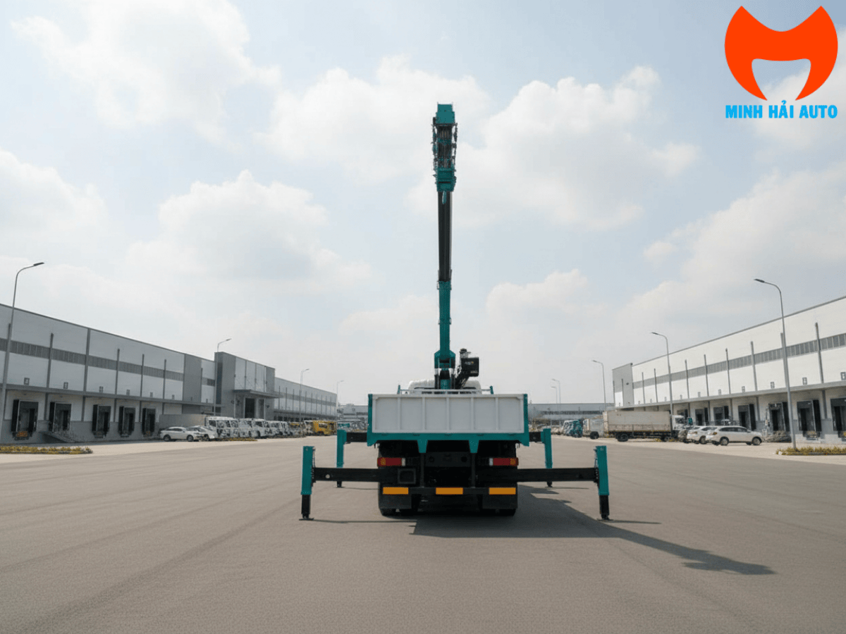 Cận cảnh xe Dongfeng 5 chân (10x4) trang bị động cơ YC6L350-50 và cẩu gập 5 đốt Hyundai HLC-12015.