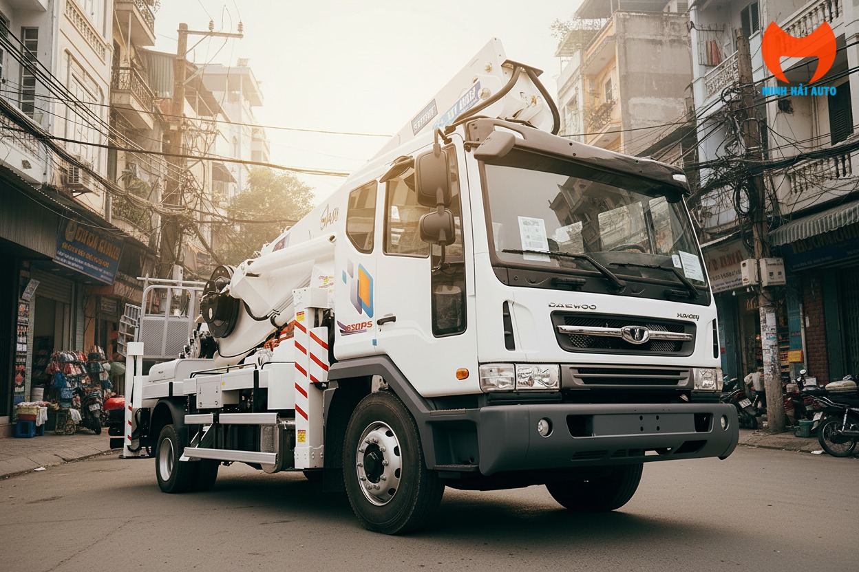 Hệ thống chân chống thủy lực của xe thang nâng người 45m.