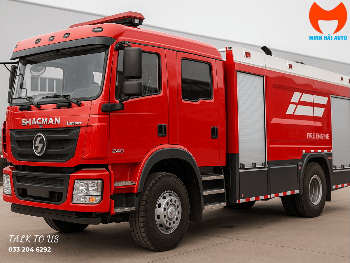 Hình ảnh tổng thể xe cứu hỏa nước XCMG YZR5110 đang đậu tại bãi xe chuyên dụng