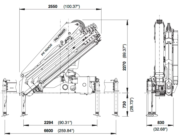 Biểu đồ tải trọng cẩu gập palfinger PK 16002