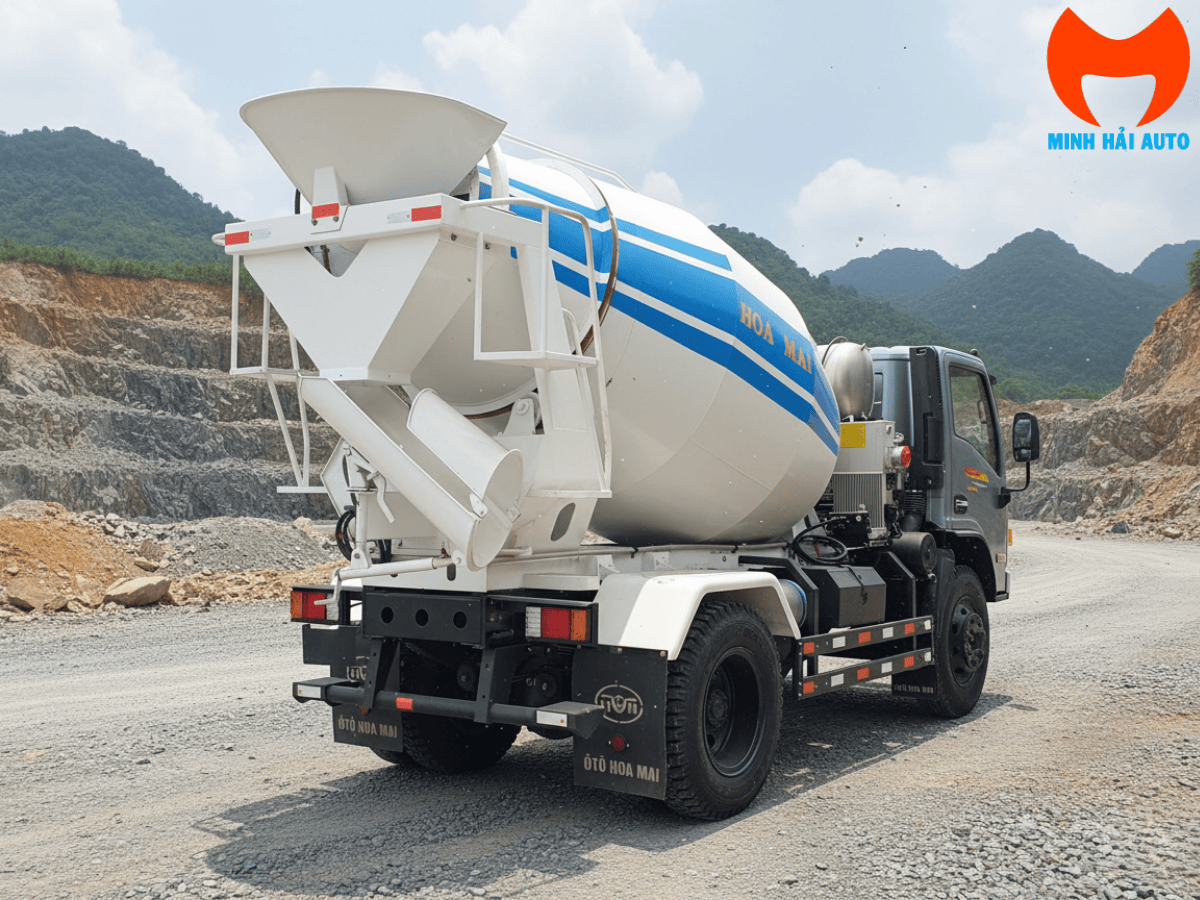 Thông số kỹ thuật chính của xe bồn trộn bê tông Hoa Mai 3.8 khối 1 cầu.