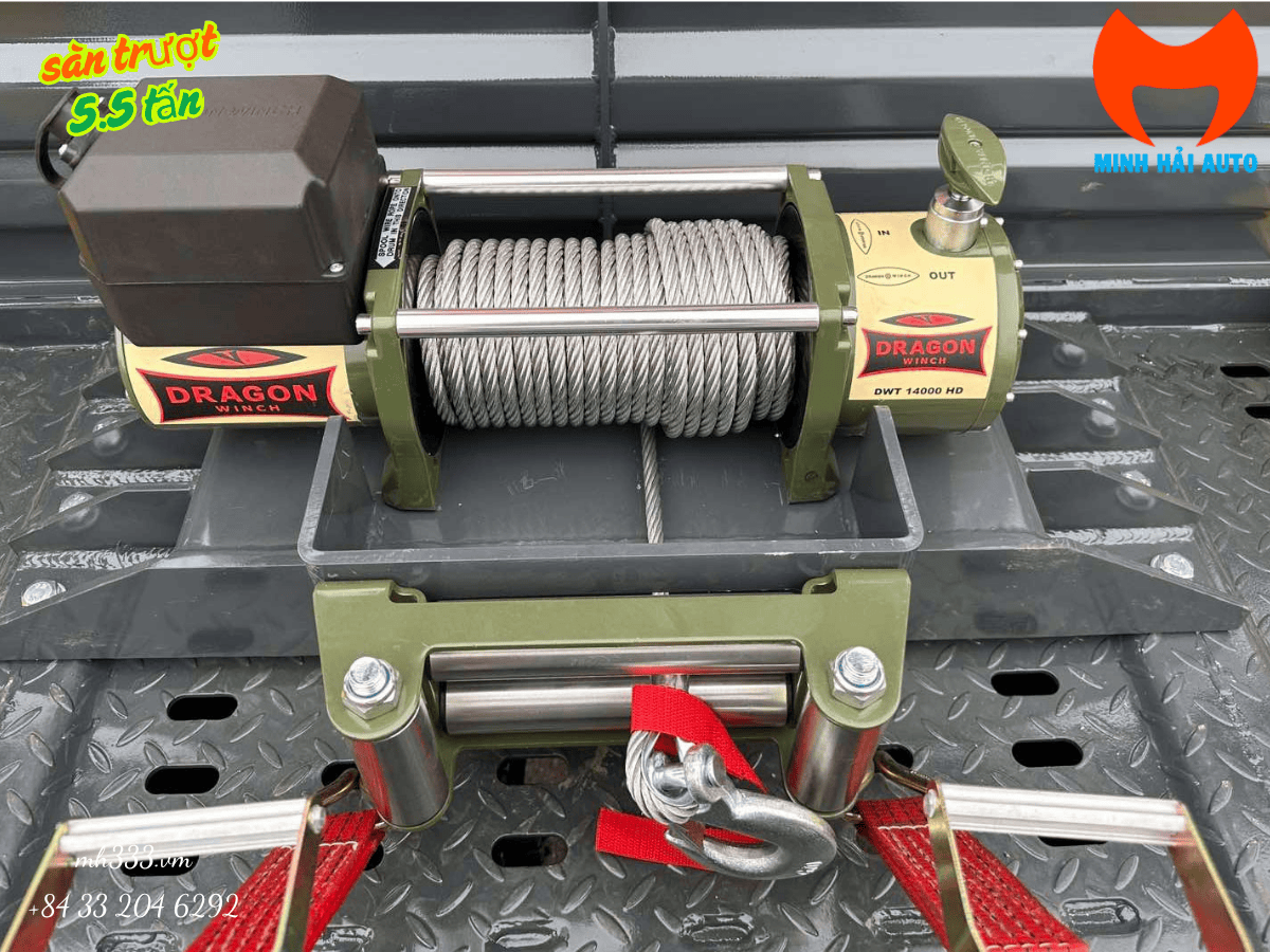 Tời điện 6 tấn xe cứu hộ sàn trượt 5.5 tấn gắn cẩu gập palfinger