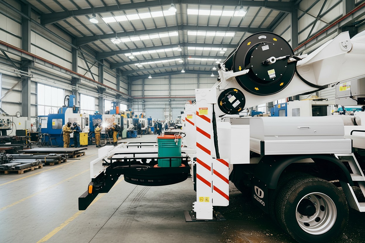Ứng dụng thực tế của xe nâng người 45m trong bảo trì tòa nhà.