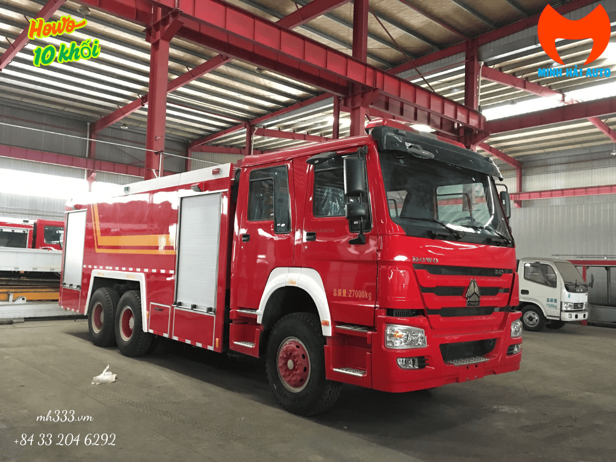 Xe chữa cháy 10 khối HOWO do Minh Hải Auto phân phối, sẵn sàng làm nhiệm vụ.
