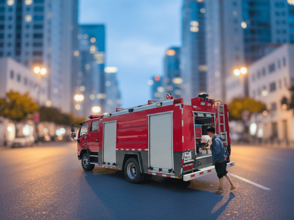 Xe cứu hỏa chuyên dùng được trang bị cho khu chế xuất, đảm bảo an toàn PCCC cho nhà máy sản xuất.