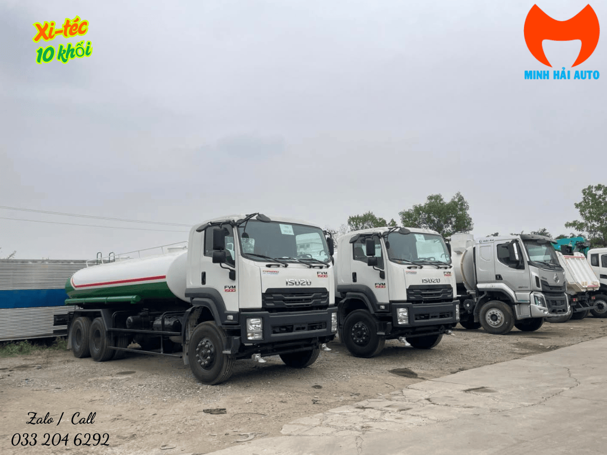 Xưởng sản xuất xe téc phun nước Isuzu 10 khối hiện đại của Minh Hải Auto.