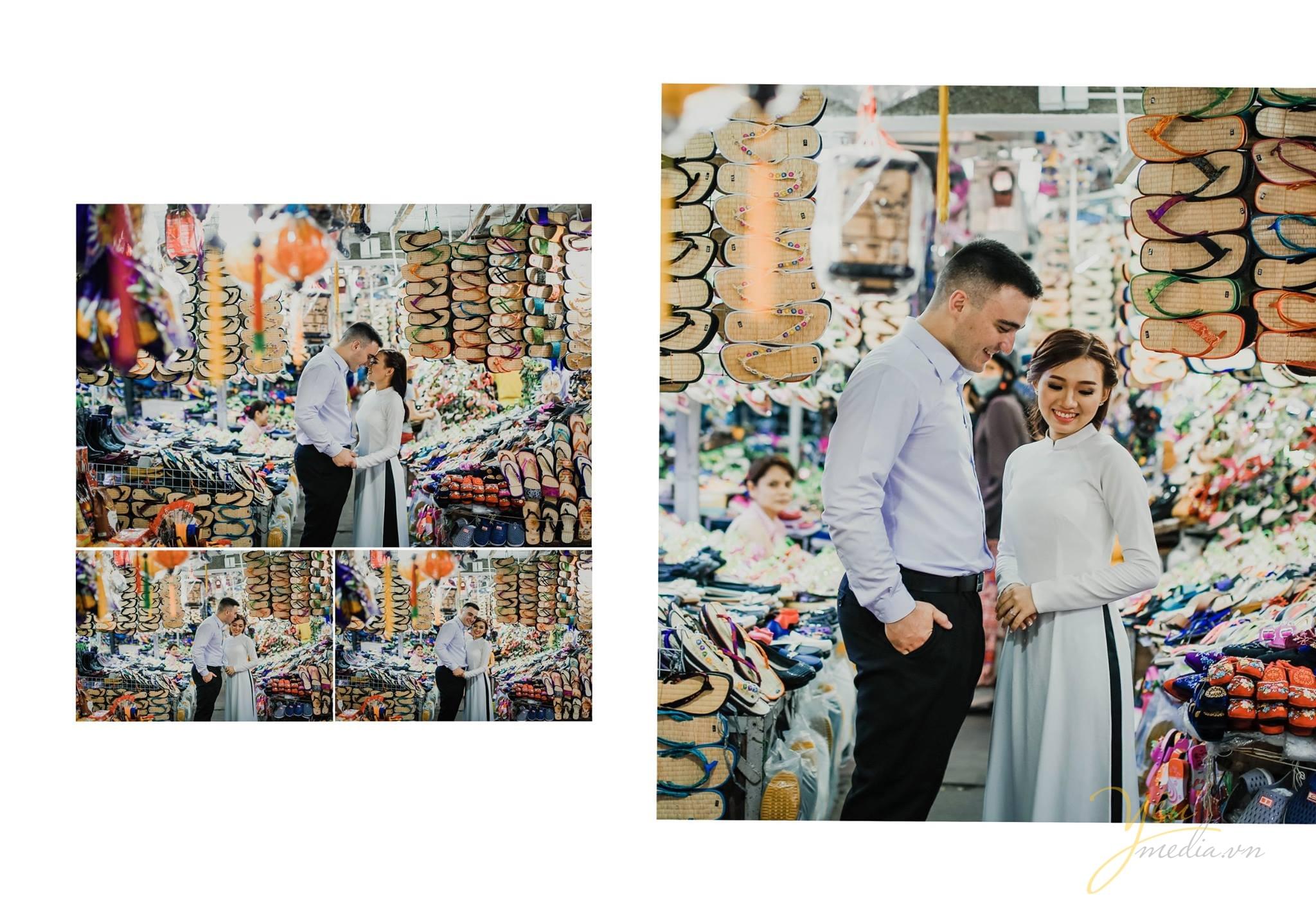 ảnh cưới chụp street style tại chợ đông ba huế