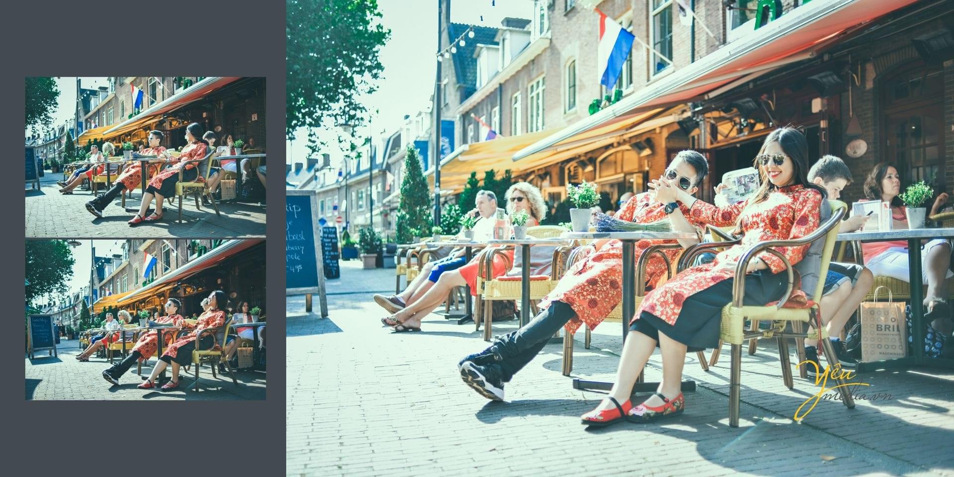 ảnh pre wedding chụp tại paris với áo dài cách tân