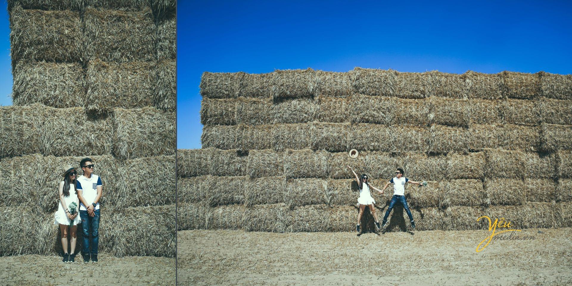 ảnh cưới ngoại cảnh chụp đồi cỏ châu âu