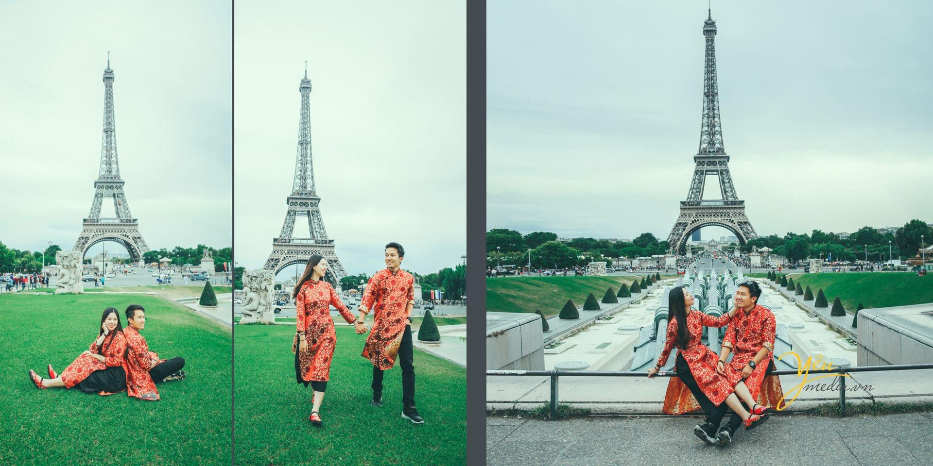ảnh cưới ngoại cảnh chụp trước tháp eiffel