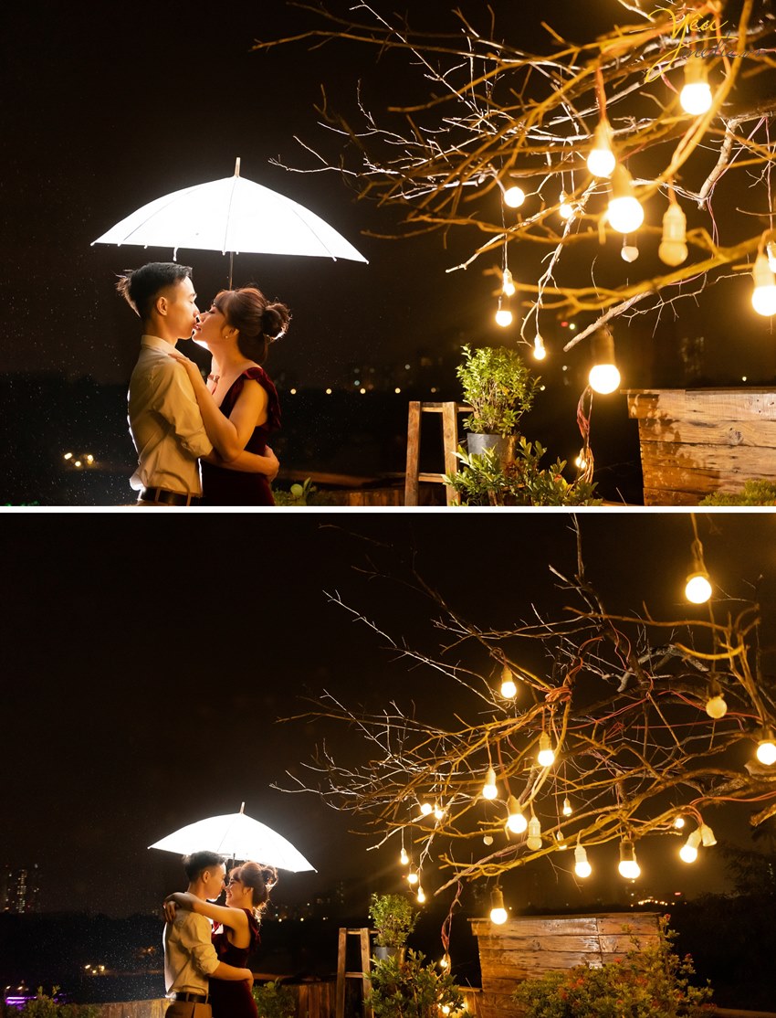 Album ảnh cưới chụp buổi tối lãng mạn tại Santorini Park Yên Sở: cặp Việt Anh - Duy Anh