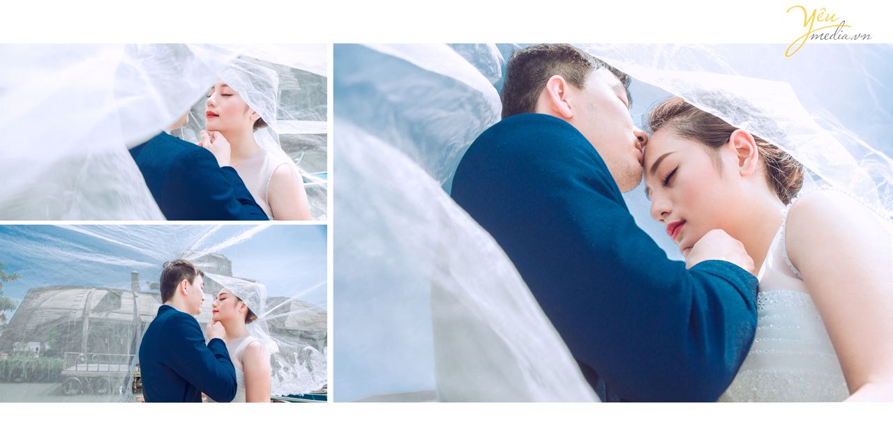 ảnh cưới đẹp cô dâu chú rể chùm voan váy cưới cô dâu