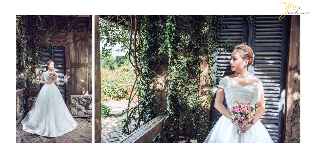 ảnh cưới đẹp chụp tại giàn cây leo tại smiley ville