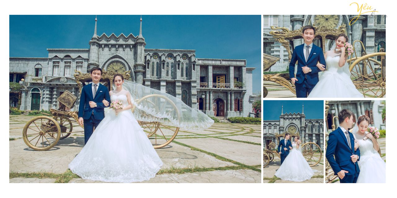 ảnh cưới đẹp chụp trước cỗ xe bạch tuyết