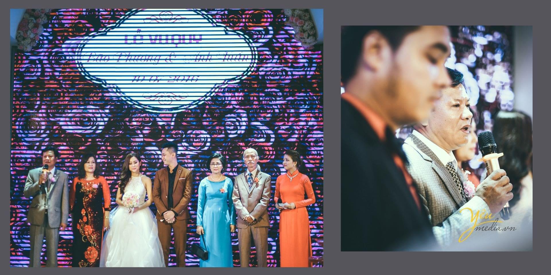 ảnh chụp tại lễ cưới gia đình 2 bên phát biểu