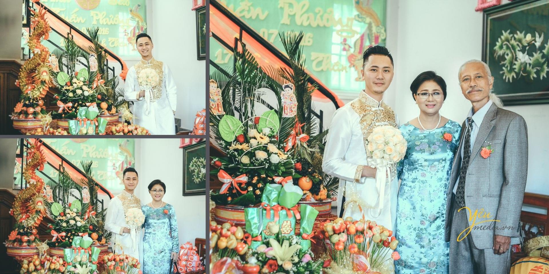 gia đình chú rể chuẩn bị đồ đi đón dâu