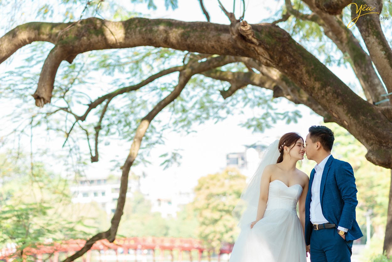 Ảnh cưới đẹp chụp trong studio sang trọng đơn giản và phố phường HN: đôi Dũng - Tâm