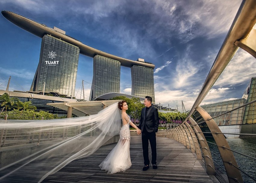 chụp ảnh cưới đẹp ở singapore marina bay