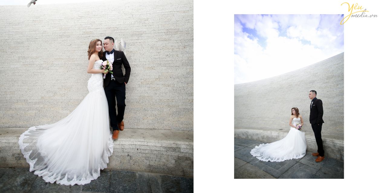 ảnh cưới đẹp chụp tại đà nẵng cô dâu mặc váy đuôi cá