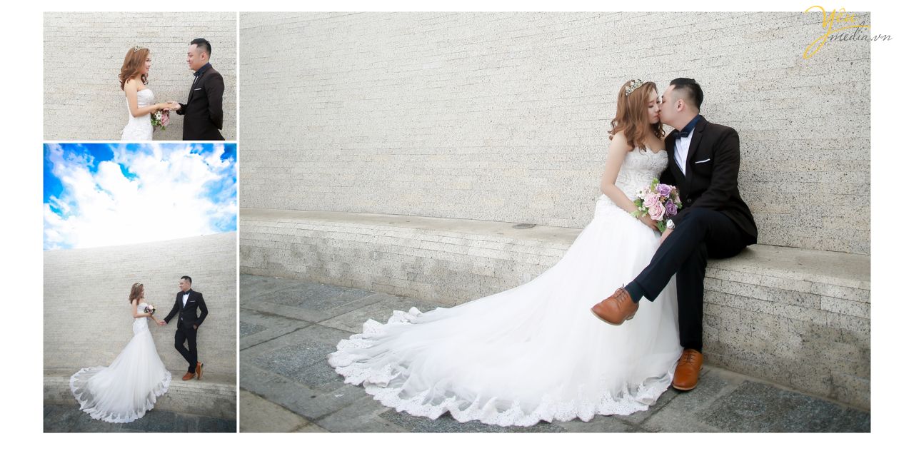 ảnh cưới đẹp chụp đà nẵng hè bầu trời xanh trong