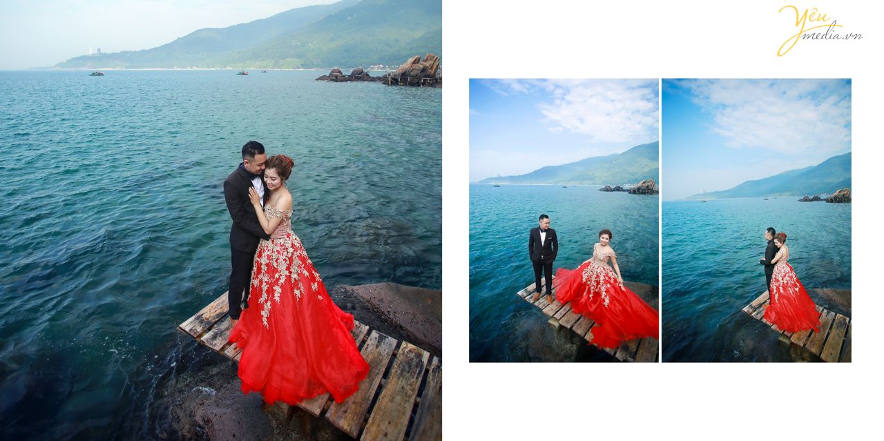 ảnh cưới đẹp chụp biển đà nẵng trời xanh ngắt