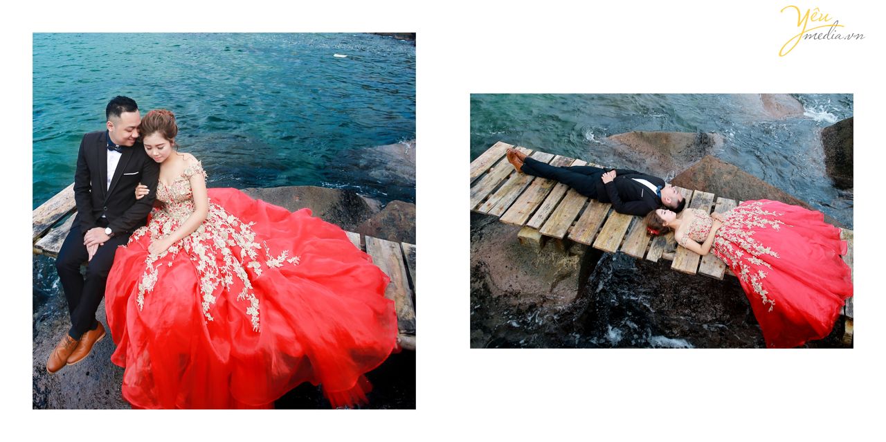 cô dâu tựa vai chú rể tình cảm