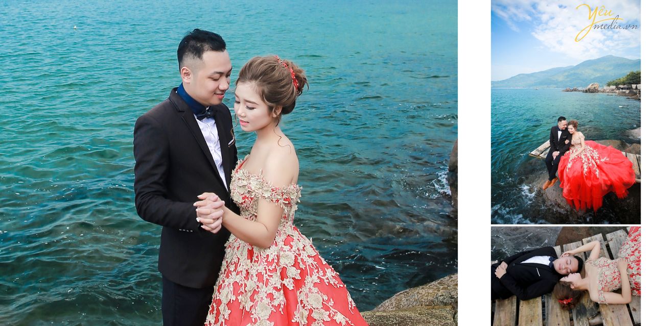 ảnh cưới đẹp chụp đà nẵng cô dâu nắm tay chú rể