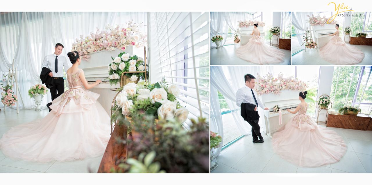 chú rể nhìn cô dâu âu yếm