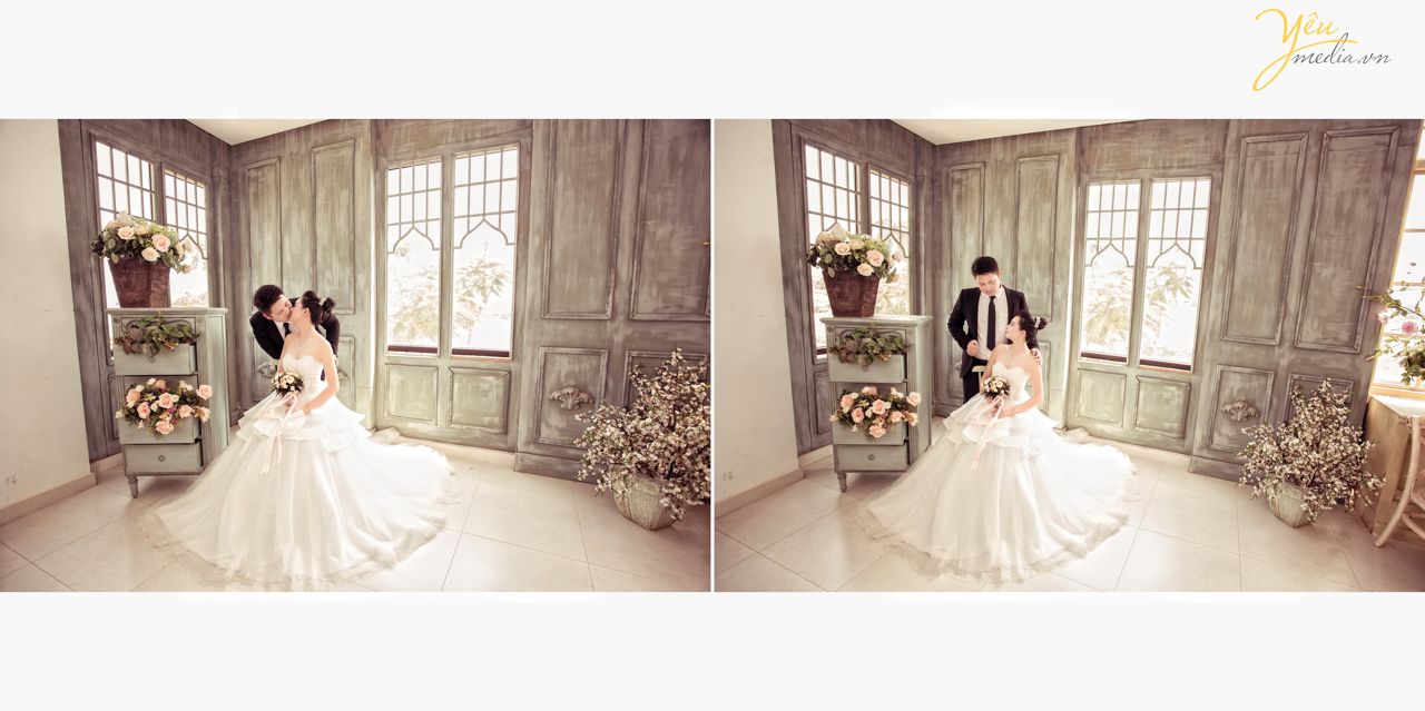 chú rể hôn má cô dâu