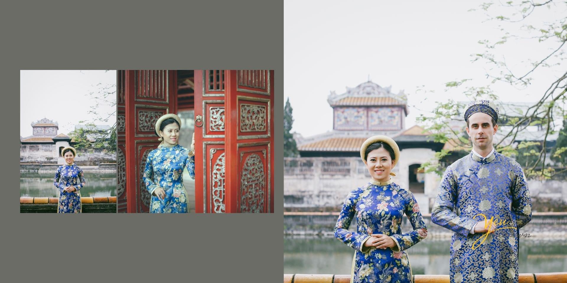 ảnh cưới chụp đại nội cửa sơn son thếp vàng