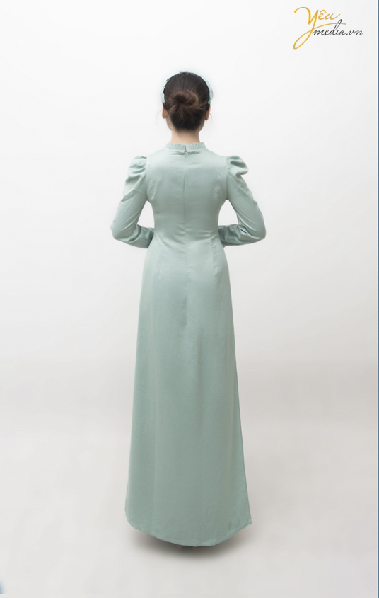 Áo dài xanh dài tay 01