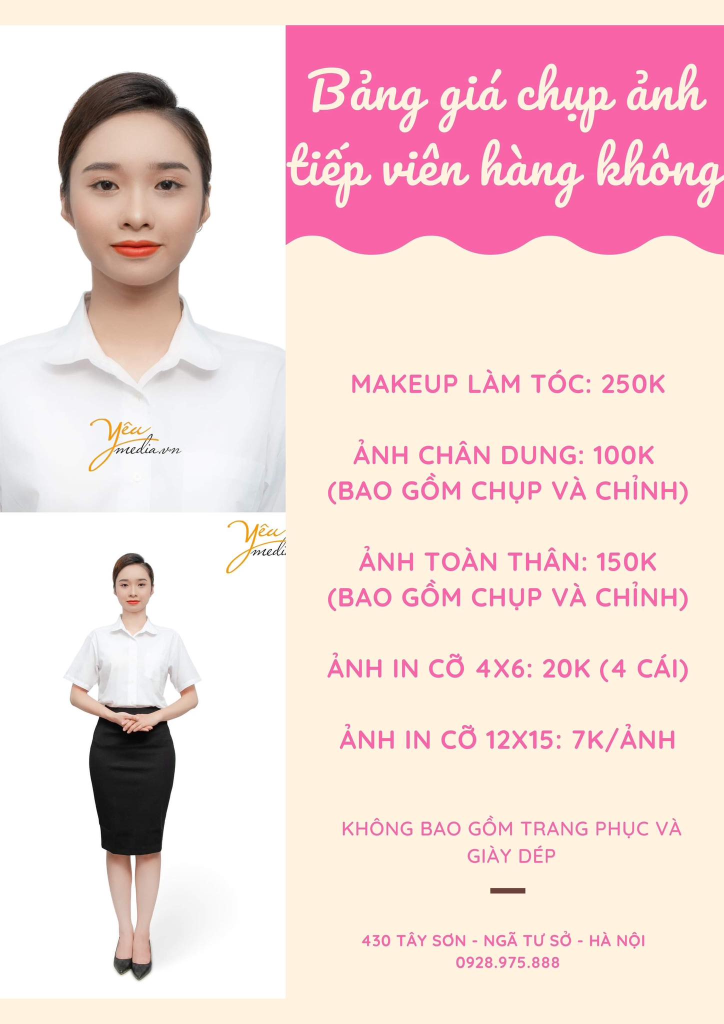 bang gia chup anh tiep vien hang khong tai ha noi studio yeu media