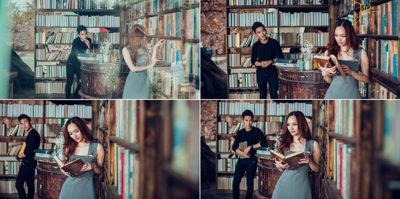 ảnh cưới chụp concept thư viện