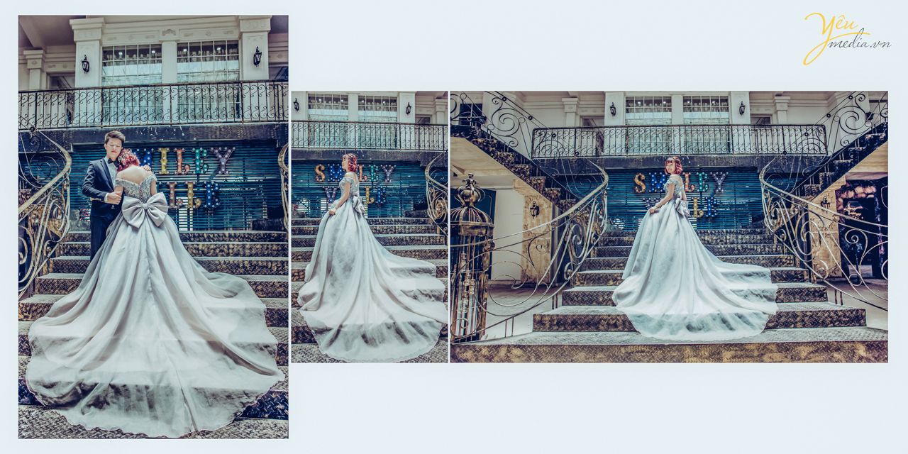 cô dâu như hóa thân thành nàng công chúa trong bộ váy xòe lộng lẫy