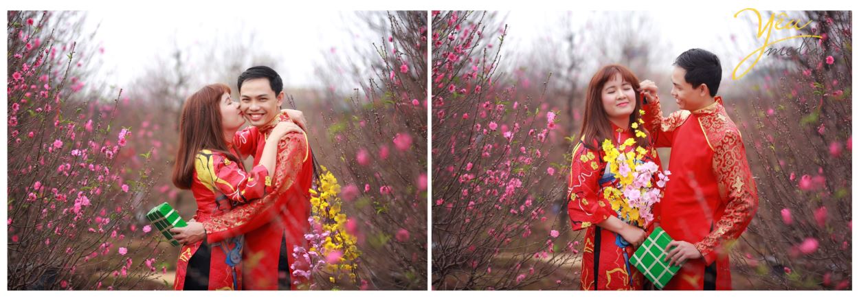 Ngoài địa điểm phố sách 19/12 trên phố Lý Thường Kiệt, cặp đôi Định - Nhì còn mong muốn được chụp hình tại vườn đào Nhật Tân vì đã cận kề những ngày Tết nguyên đán.
