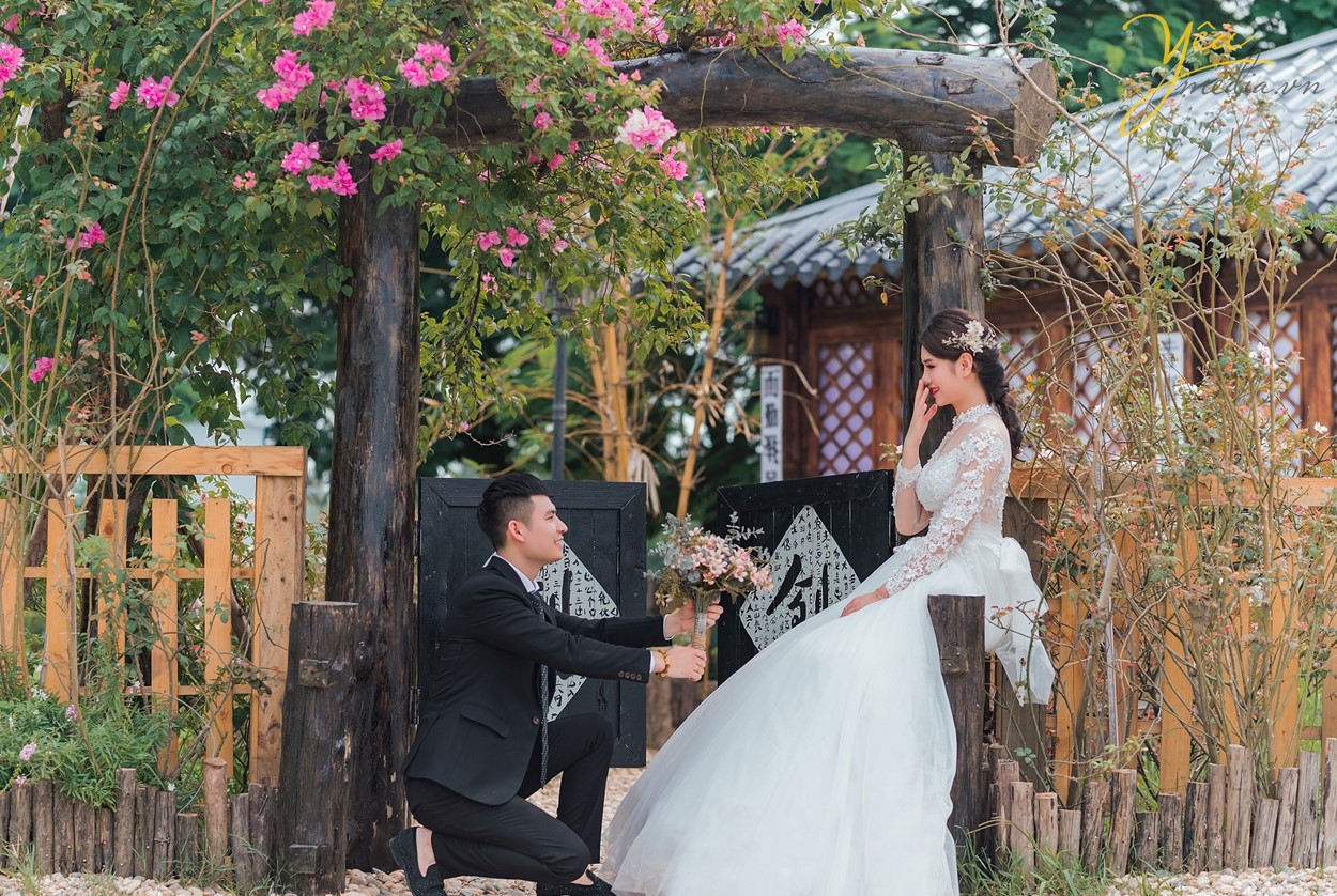 chú rể quỳ gối trước cô dâu thật cảm động