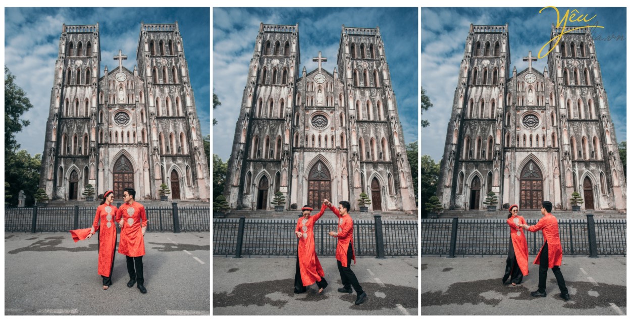 Hà Nội hiện nay trở thành một trong những thành phố thu hút rất nhiều các đôi bạn trẻ tìm đến để ghi lại những khoảnh khắc lãng mạn và hạnh phúc nhất trong cuộc đời. Mỗi khi mùa cưới đến, đặc biệt là khi tiết trời vào thu, bước chân ra đường vào những ngày cuối tuần , bạn không khỏi ngỡ ngàng và xao xuyến khi bắt gặp những đôi uyên ương sánh bước bên nhau chụp những tấm hình cưới đẹp nhất trong cuộc đời. Hà Nội có rất nhiều địa điểm chụp ảnh cưới đẹp,mỗi điểm đến có những vẻ đẹp đặc trưng khác nhau. Đối với những cặp đôi không có nhiều thời gian dành cho bộ ảnh cưới, bạn không muốn đi xa nhưng vẫn muốn có bộ ảnh cưới đẹp lung linh, phong phú về cảnh sắc và đặc biệt lưu giữ lại câu chuyện tình yêu của hai người thì hãy để Yêu Media gợi ý bạn những địa điểm chụp ảnh cưới đẹp nhất tại Hà Nội thông qua cuốn album của cặp đôi Thắng - Trang nhé!