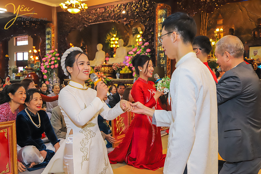 Lễ hằng thuận của chú rể trần hiếu và cô dâu bảo uyên tại chùa sùng phúc