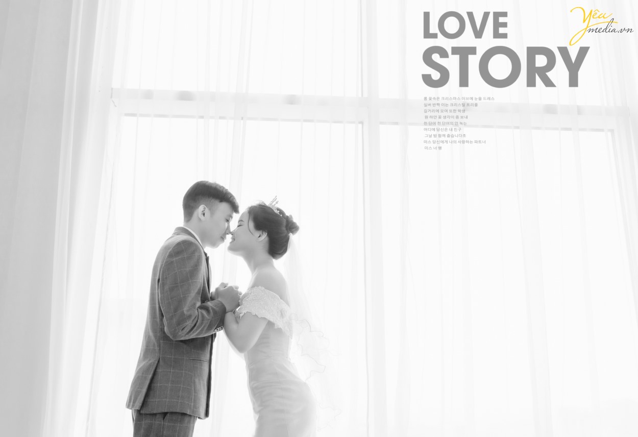 Chụp ảnh cưới tại 5 Garden phim trường có tủ sách cao như thư viện cùng ekip chụp hình studio yêu media hà nội