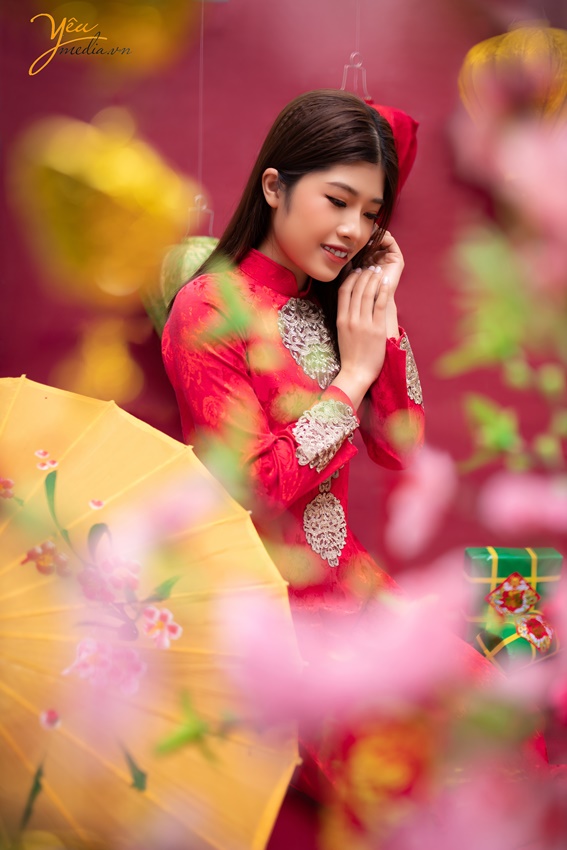 Chụp ảnh Tết cho bạn Huyền trong studio ở Hà Nội